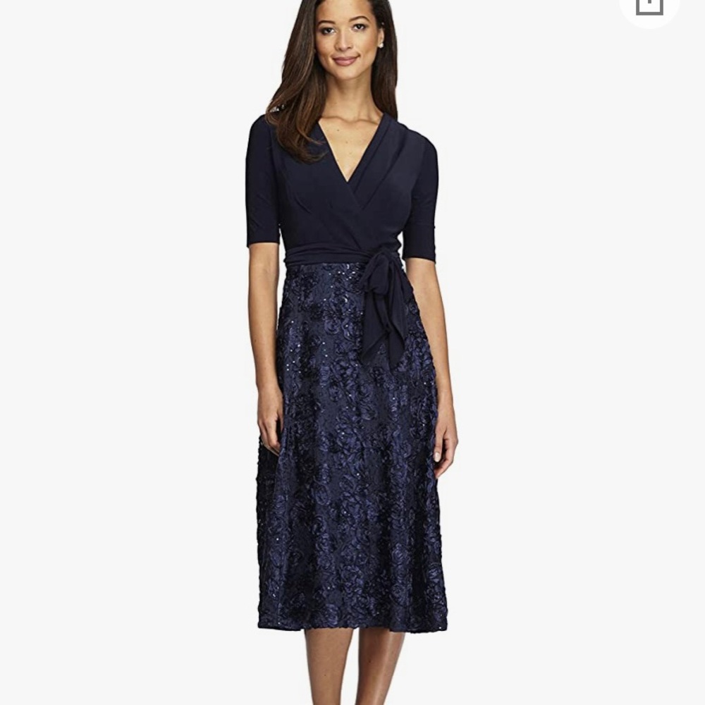 Alex Evenings Mixed Media Midi Dress